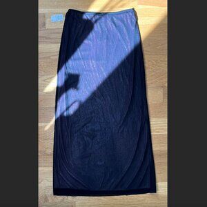 Vivienne Tam Vintage 90s Nylon Sheer Mesh Holographic Pink Black Skirt Size 2